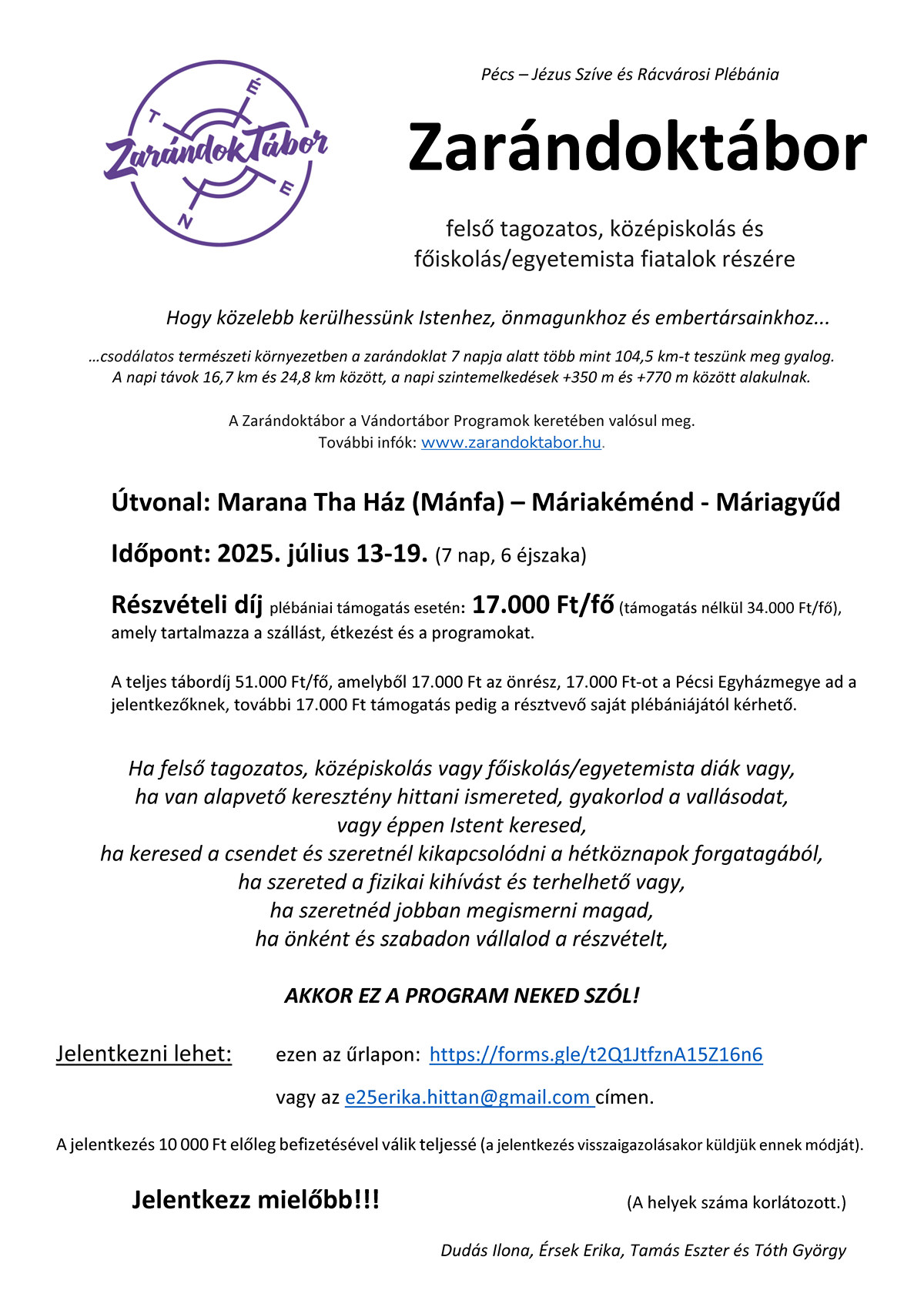 Zarándoktábor plakát 2025
